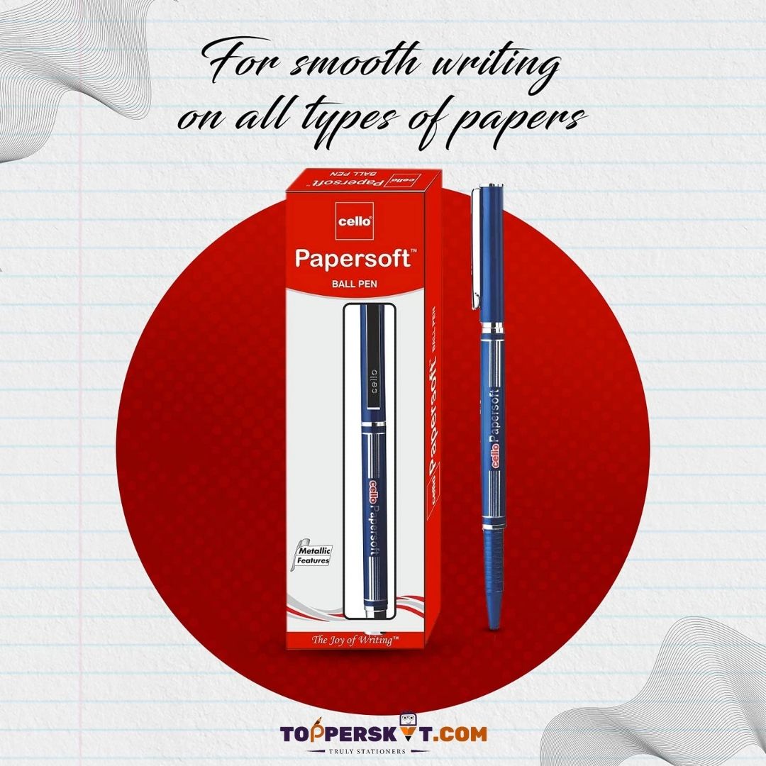 Cello Paper Soft Ball Pen – Blue : Elegance And Precision In Writing ( Pack of 1 ) - Topperskit LLP