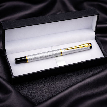 Vertex Executive Silver Body Metal Roller Ball Pen With Luxury Box – Blue Ink (Pack of 1)