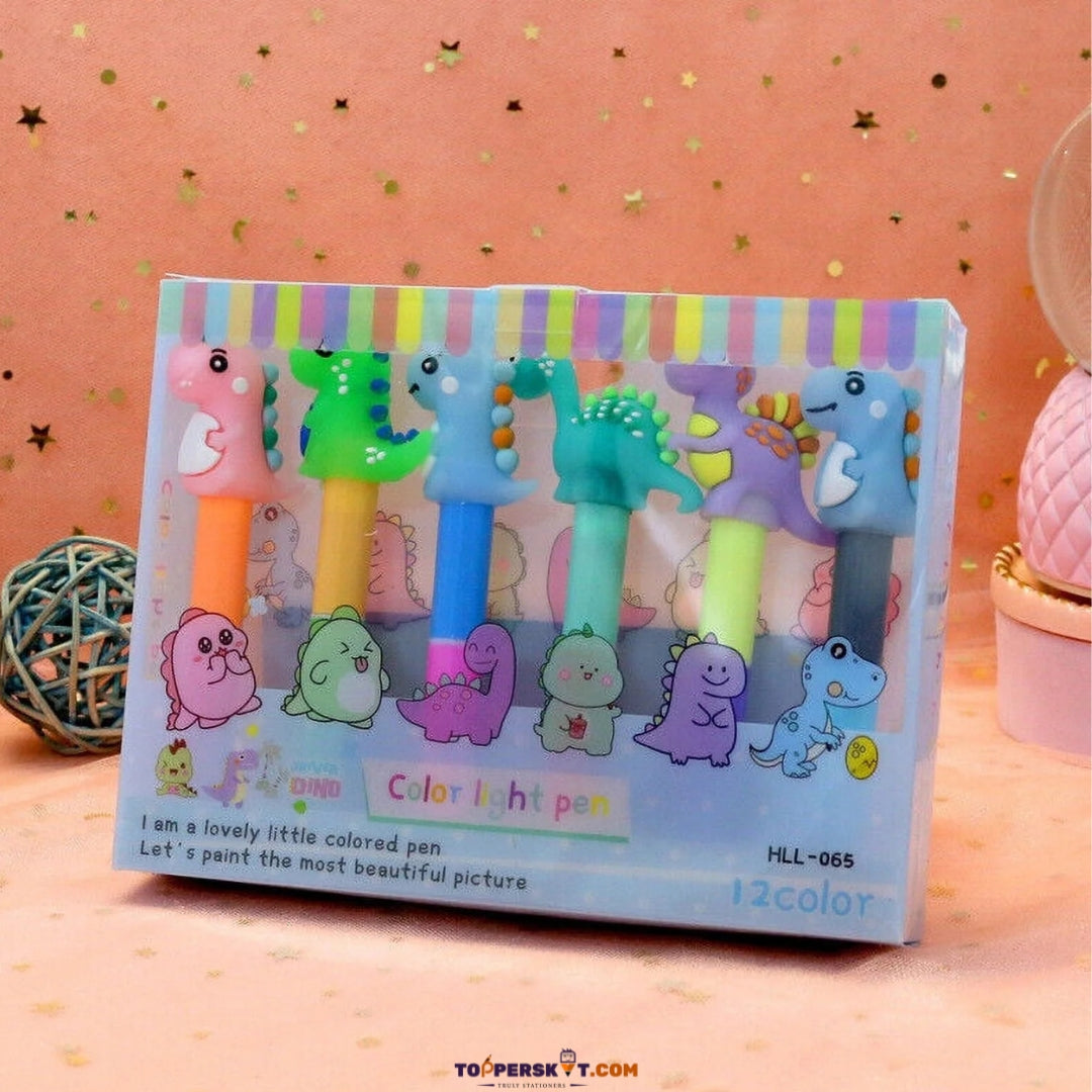 Double-Section Highlighter Fluorescent Marker 12-Color Pen (Set of 6)