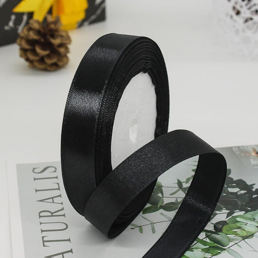 Cloth Ribbon - Black ( 0.5 inch ) : Perfect for Crafts and Decorations ( Pack of 1 )