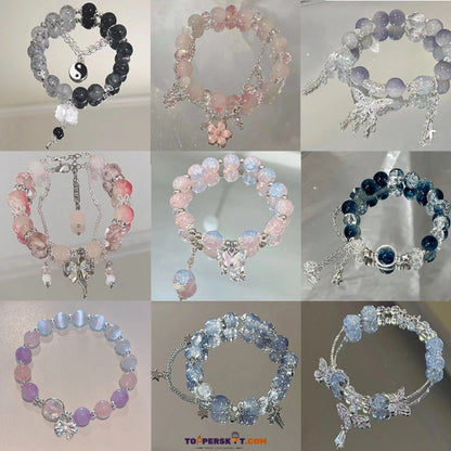 Colorful Crystal Beaded Bracelet – Elastic Design with Cute Box Packing (Pack of 1)