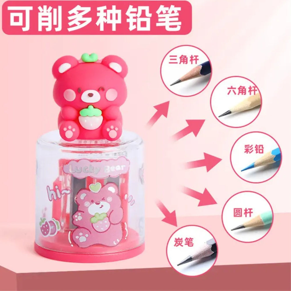 Cute Fancy Double Hole Sharpener with Adorable Characters (Pack of 1)