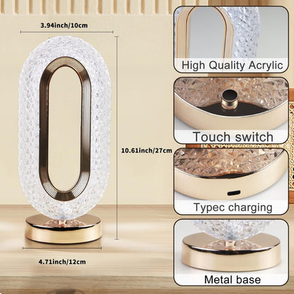 Touch Control LED Crystal Table Lamp – 3-Way Dimmable Desk Lamp (Pack of 1)