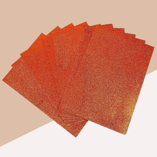 A4 Glitter Paper-Sparkling Orange ( Pack of 10 )