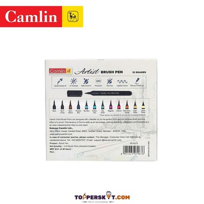 Camlin Artist Brush Pen: Vibrant Shades for Creative Excellence ( Pack Of 12 ) - Topperskit LLP