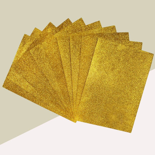 A4 Glitter Paper-Sparkling Golden ( Pack of 10 )