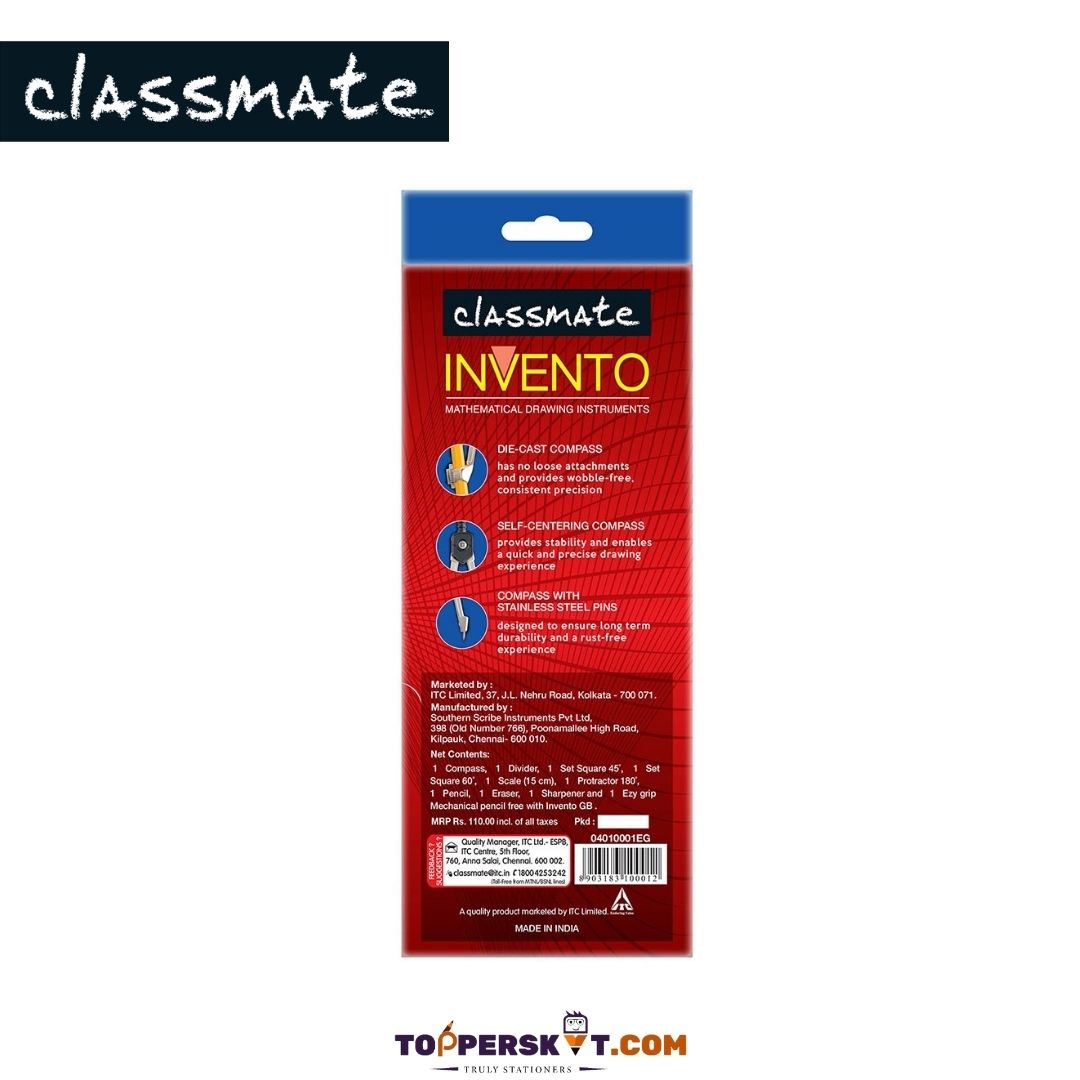 Classmate Invento Mathematical Drawing Instruments: Your Path to Precision ( Pack Of 1 ) - Topperskit LLP