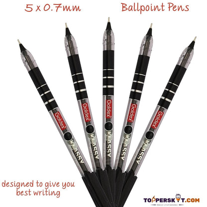 Goldex Klassy Ball Pen  – Black: A Symphony of Elegance and Precision  ( Pack of 5 ) - Topperskit LLP
