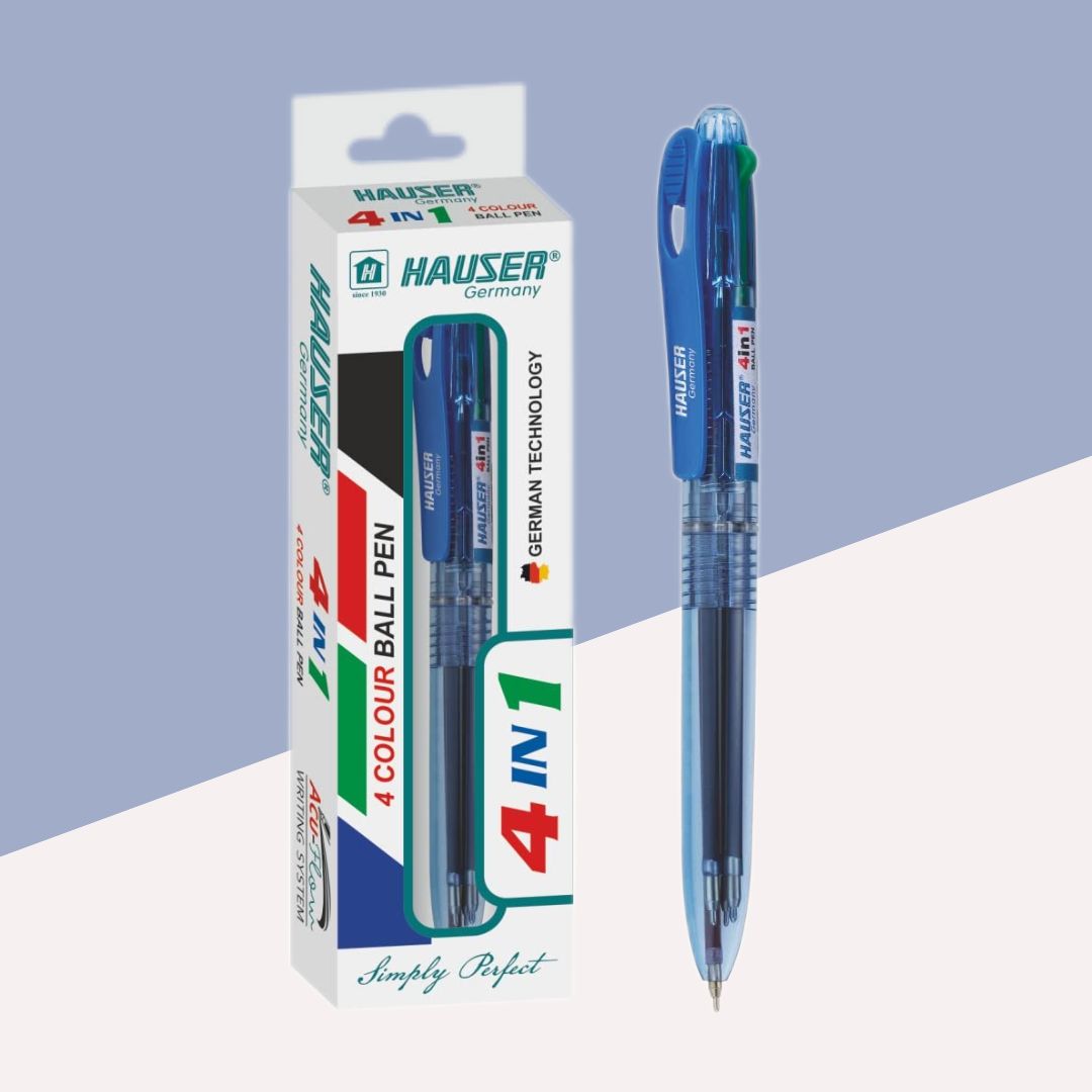 Hauser 4 Colour Ball Pen: Versatility in Every Stroke ( Pack of 1 ) - Topperskit LLP