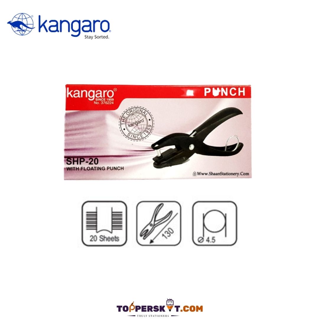 Kangaro SHP-20 Punching Machine: Portable One-Hole Punch with 20-Sheet Capacity and Floating Punch for Precise Performance ( Pack of 1 ) - Topperskit LLP