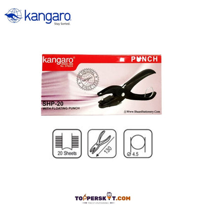 Kangaro SHP-20 Punching Machine: Portable One-Hole Punch with 20-Sheet Capacity and Floating Punch for Precise Performance ( Pack of 1 ) - Topperskit LLP
