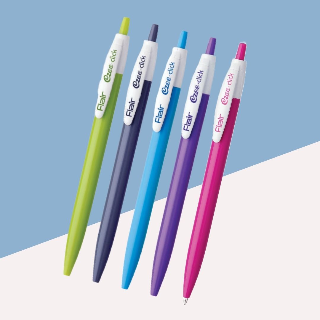 Flair Ezee Click Ball Pen – Blue : Effortless Writing in Every Click ( Pack of 5 ) - Topperskit LLP