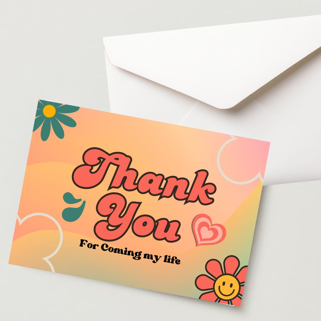 Thank You greeting Card - Premium 300 GSM Paper with Envelope (Pack of 1)