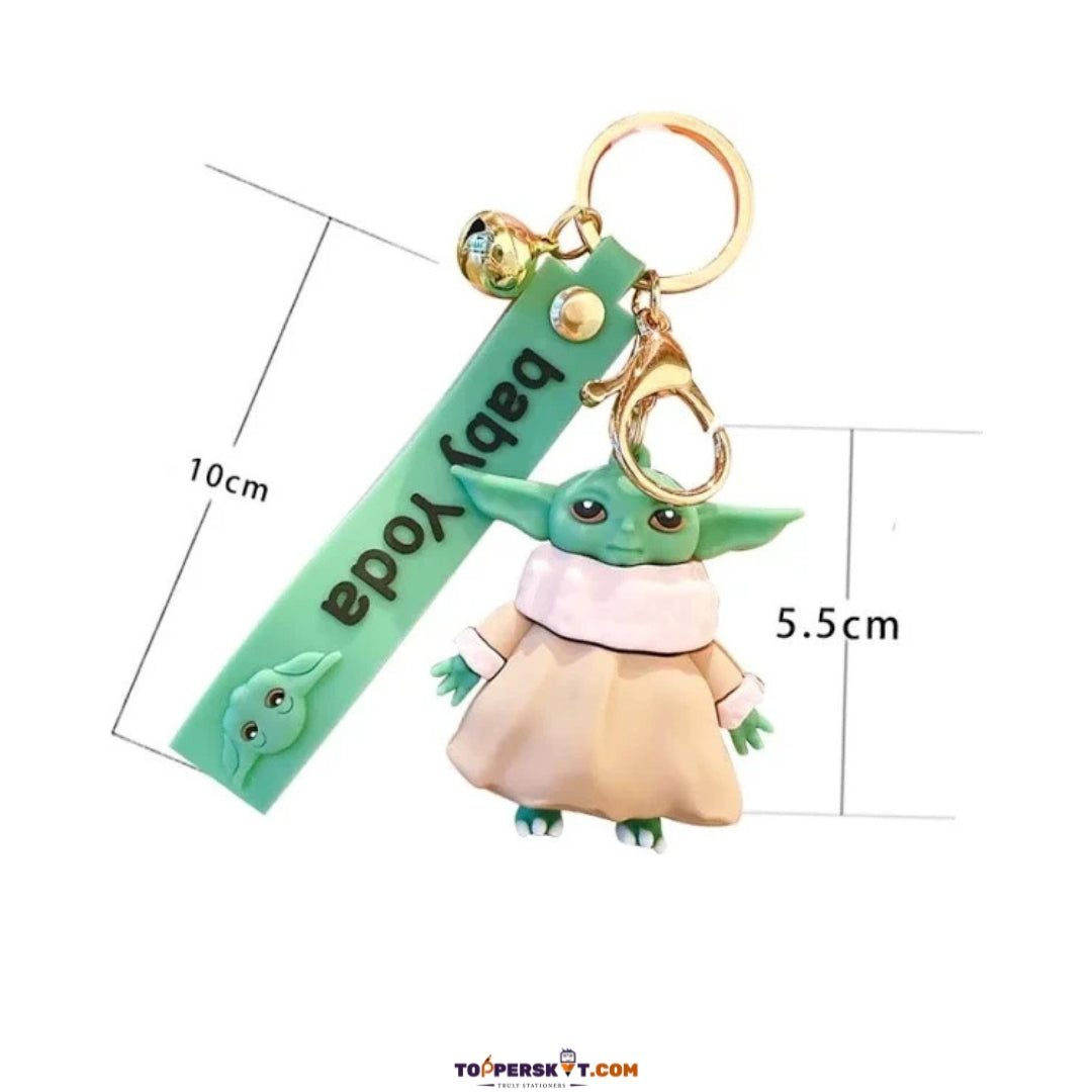3D Rubber Silicone Baby Yoda Cartoon Keychain (Pack of 1)