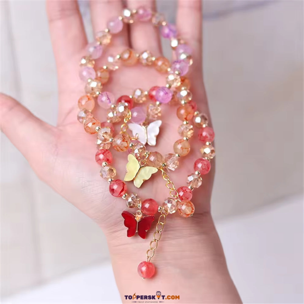 Colorful Crystal Beaded Bracelet – Elastic Design with Cute Box Packing (Pack of 1)