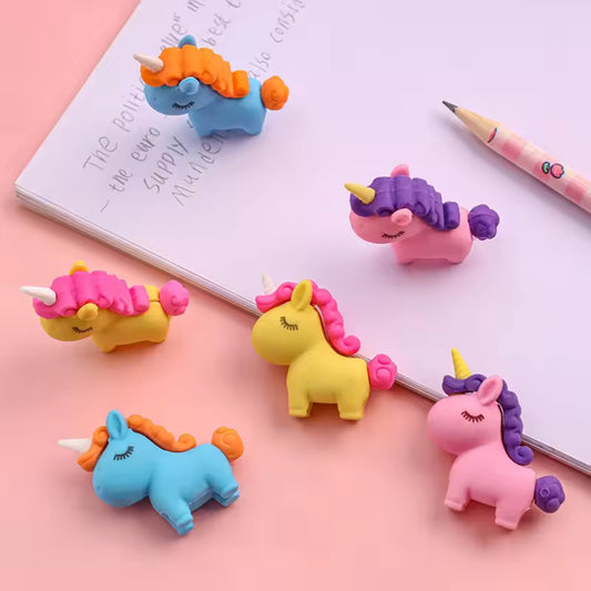 Cute 3D Unicorn Design Mini Eraser for Kids – Fun & Creative Stationery Item (Pack of 1)