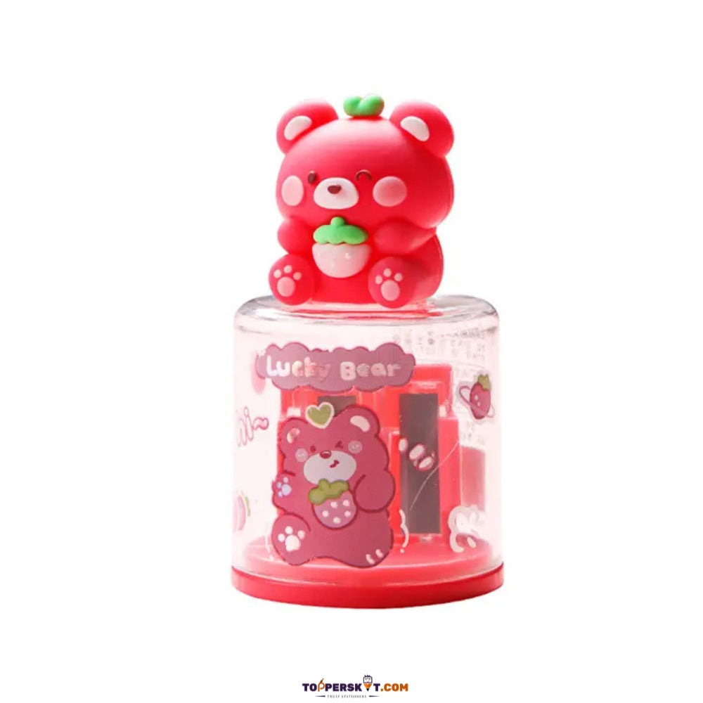 Cute Fancy Double Hole Sharpener with Adorable Characters (Pack of 1)