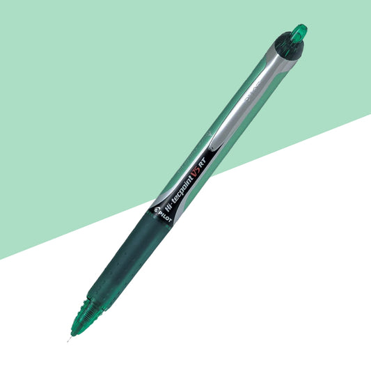 Pilot Hi-Tecpoint V5RT Retractable & Refillable Roller Ball Pen – Green (Pack of 1)