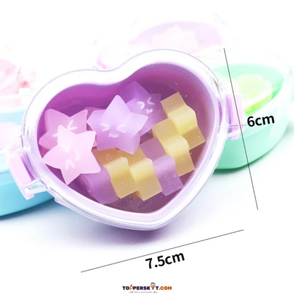 Star-Shaped Erasers with Heart Design in Acrylic Box (Pack of 12)