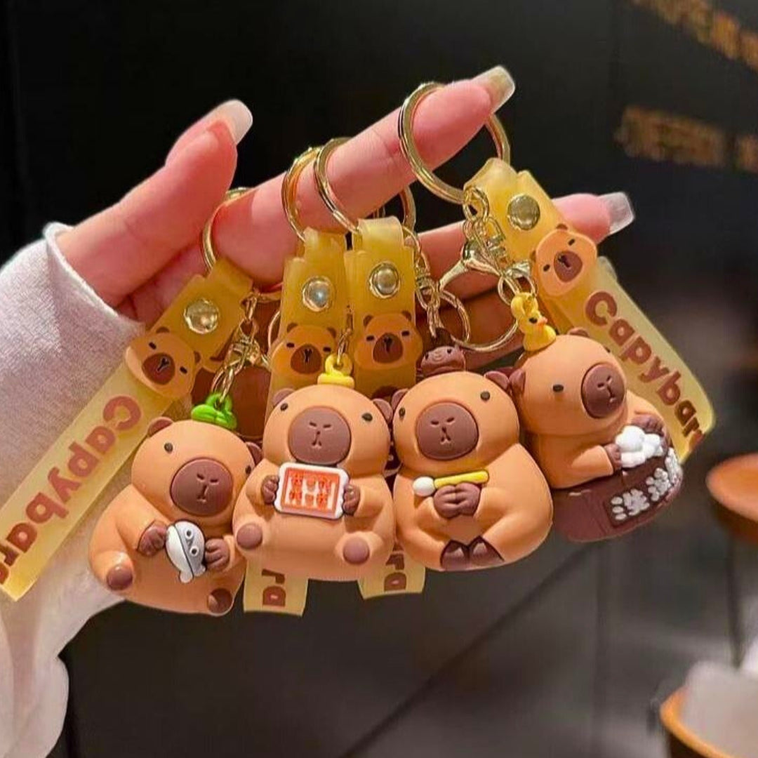 3D Rubber Silicone Capybara Cartoon Keychain (Pack of 1)