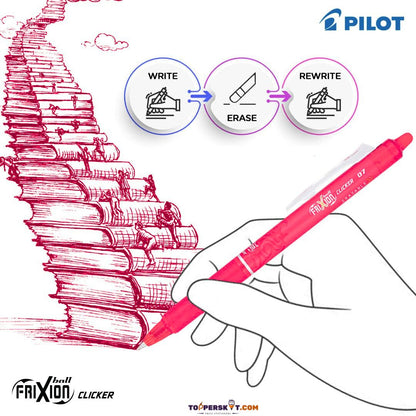 Pilot Frixion Clicker Erasable Roller Ball Pen – Coral Pink( Pack of 1 )