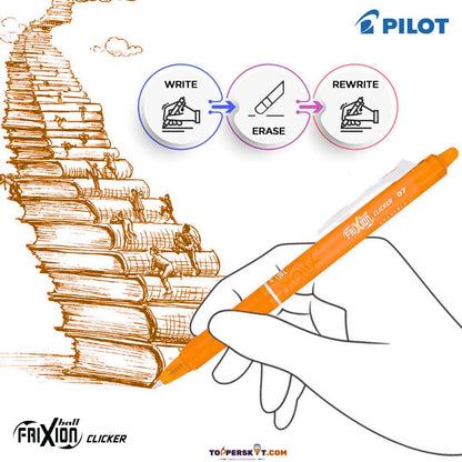 Pilot Frixion Clicker Erasable Roller Ball Pen –Apricot Orange ( Pack of 1 )