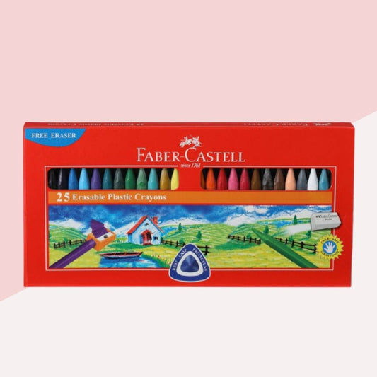 Faber-Castell Erasable Plastic Crayons: Vibrant Shades for Creative Freedom ( Pack Of 25 ) - Topperskit LLP