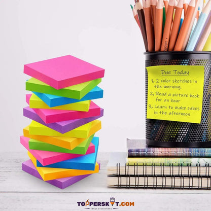 Colorful Designer Sticky Notes - 3 inch x 3 inch : Keep your work organised ( Pack of 1 ) - Topperskit LLP