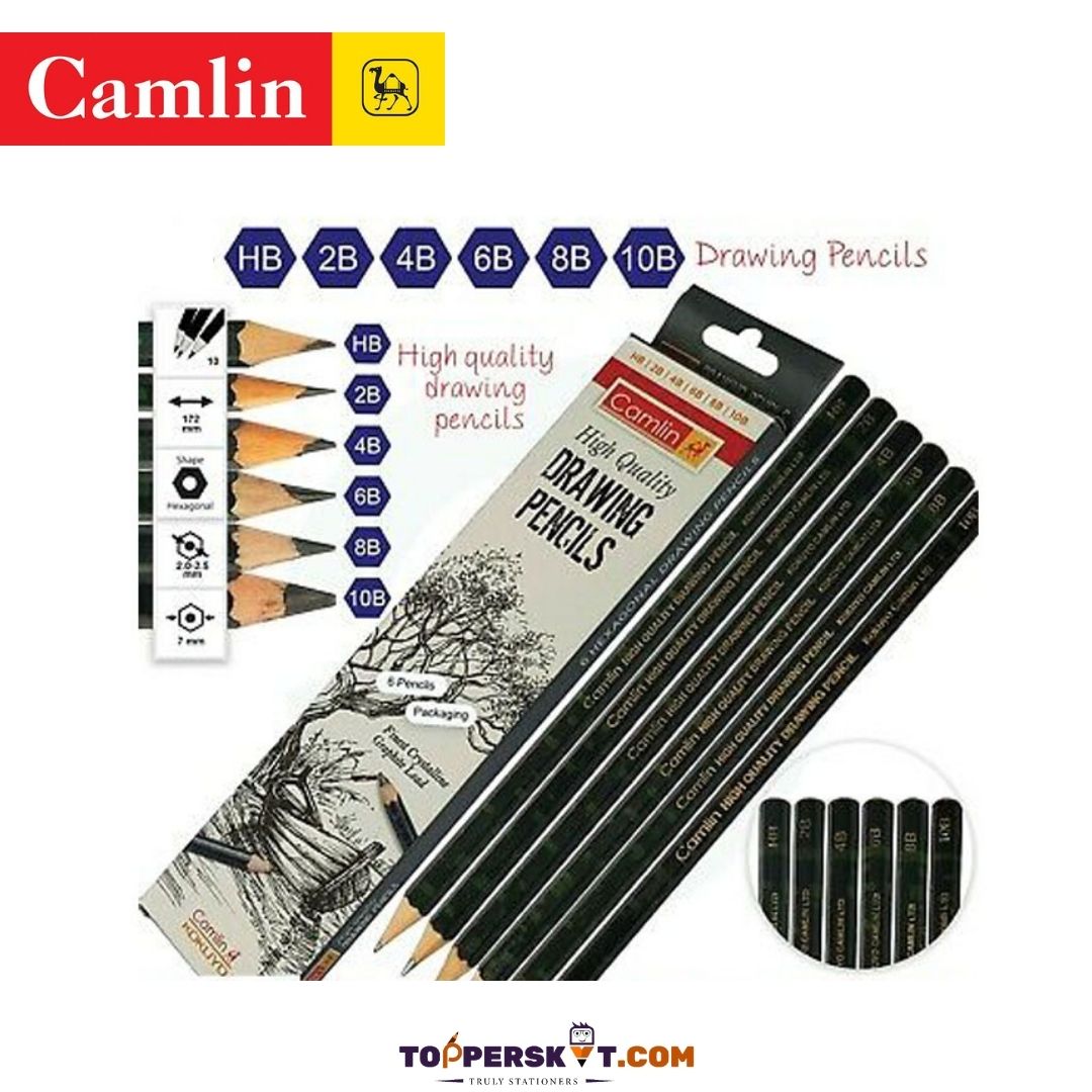 Camlin High Quality Assorted Drawing Pencils : Precision in Every Stroke ( Pack Of 6 ) - Topperskit LLP