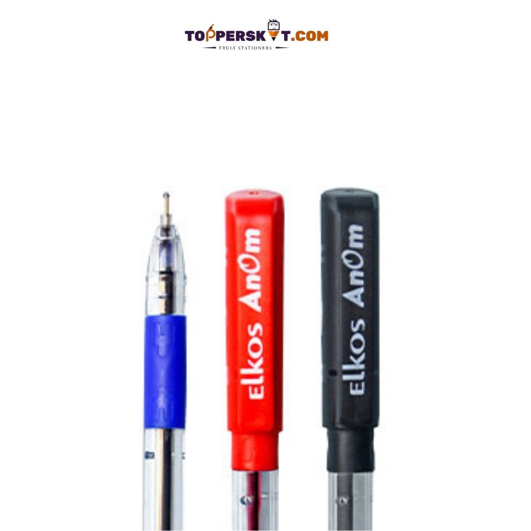 Elkos Anom Ball Pen - Red : Your Reliable Writing Companion ( Pack of 5 ) - Topperskit LLP