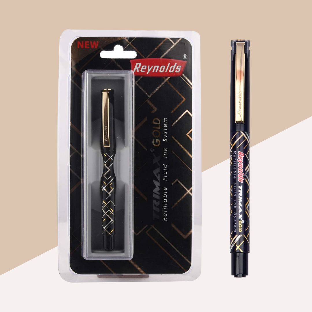 Reynolds Trimax Gold Gel Pen – Fine Point Elegance with Advanced Fluid Ink Technology ( Pack of 1 ) - Topperskit LLP
