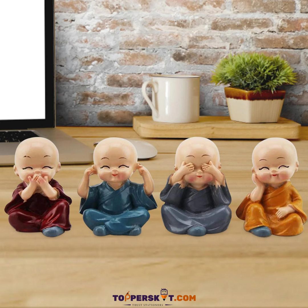 Multicolored Buddha Monk Statues : Harmony in Resin - Topperskit LLP
