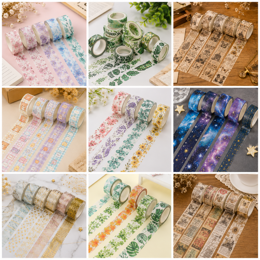 Premium Designer Washi Tape Set | Assorted Theme Decorative Tape (Set of 24)