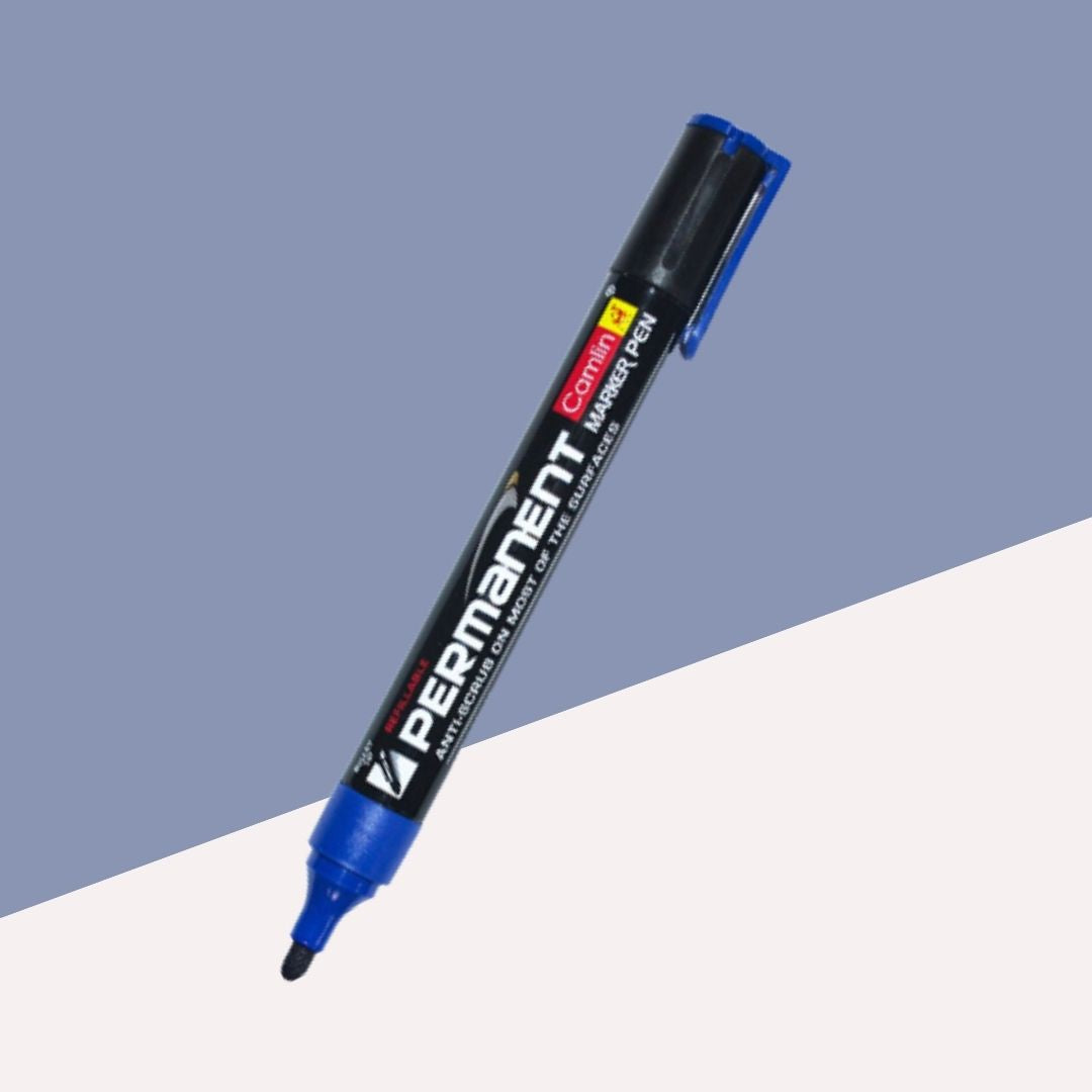 Camlin Permanent Marker Pen - Blue: Bold, Refillable, and Versatile ( Pack Of 1 ) - Topperskit LLP