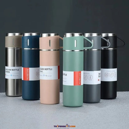 Stainless Steel Vacuum Thermal Flask Set – 500ml Hot & Cold 12-hour Insulation (Pack of 1)