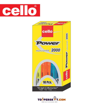 Cello Power Highlighter: Brilliant Colors for All Your Highlighting Needs ( Pack of 10 ) - Topperskit LLP