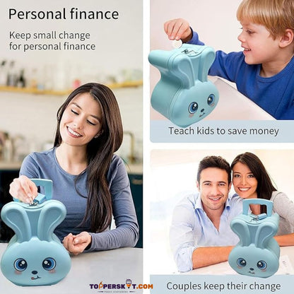 Bunny Shape Money Bank with Lock & Key and Handle ( Pack of 1 )