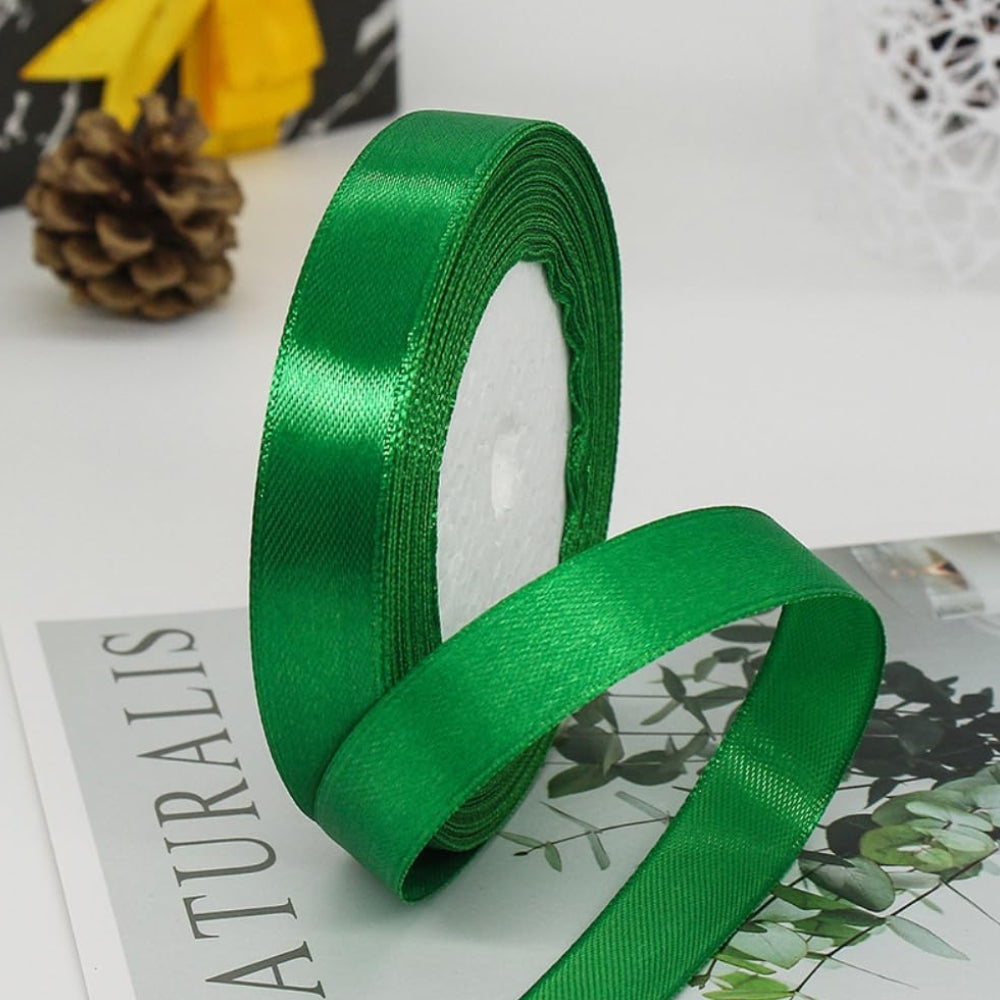 Cloth Ribbon - Green ( 0.5 inch ) : Perfect for Crafts and Decorations ( Pack of 1 )