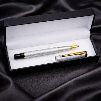 Vertex Executive Silver Body Metal Roller Ball Pen With Luxury Box – Blue Ink (Pack of 1)