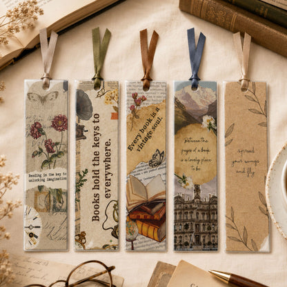 Premium Vintage Laminated Bookmarks – Waterproof (Pack of 5)
