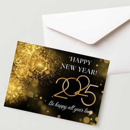 New Year Greeting Card – 300 GSM, Cold Pressed, 1 Card with Envelope