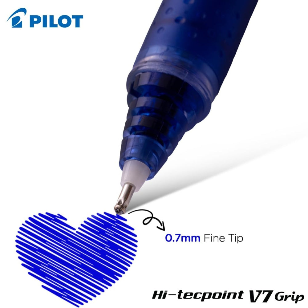 Pilot Hi-Tecpoint V7 Grip Pen Blue – Precise Writing with Comfortable Grip (Pack of 1)