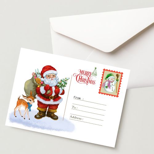 Christmas Greeting Card- 300 GSM Paper with Envelope (Pack of 1)