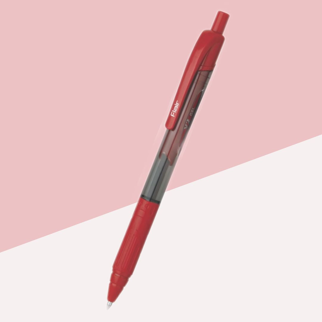 FLAIR V2 Retractable Gel Pen – Red : The Ultimate Writing Experience Smooth, Smudge-Free, and Refillable ( Pack of 1 ) - Topperskit LLP