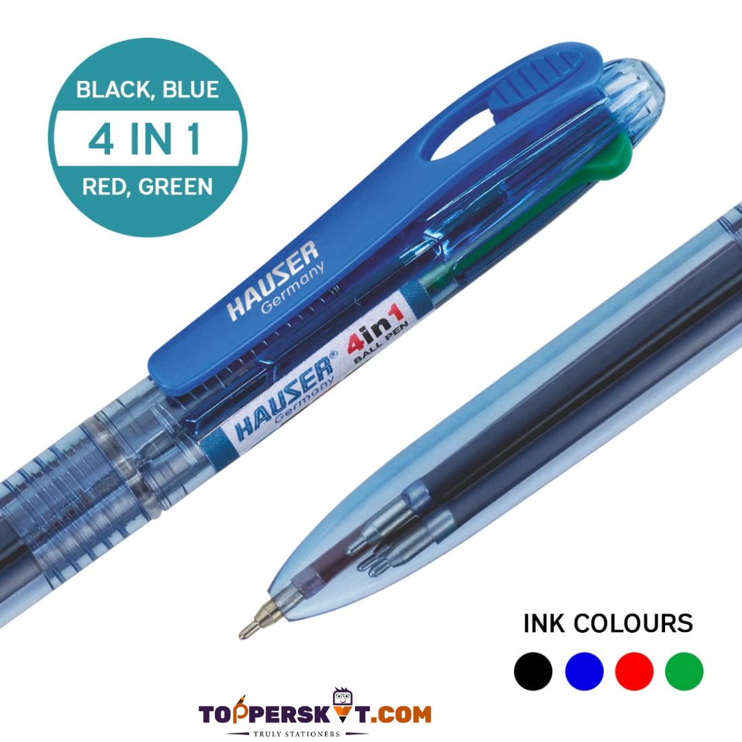 Hauser 4 Colour Ball Pen: Versatility in Every Stroke ( Pack of 1 ) - Topperskit LLP