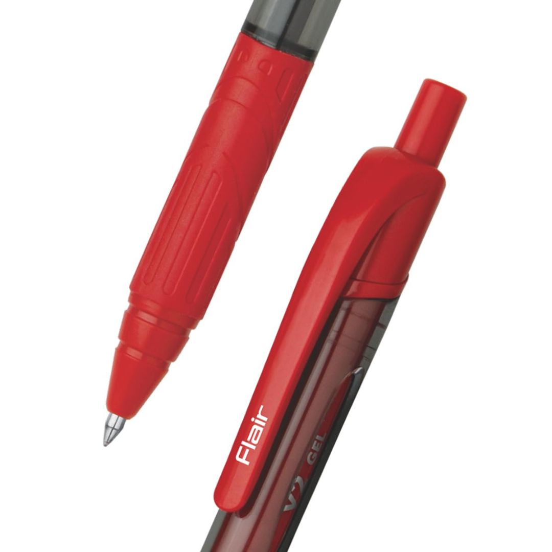 FLAIR V2 Retractable Gel Pen – Red : The Ultimate Writing Experience Smooth, Smudge-Free, and Refillable ( Pack of 1 ) - Topperskit LLP