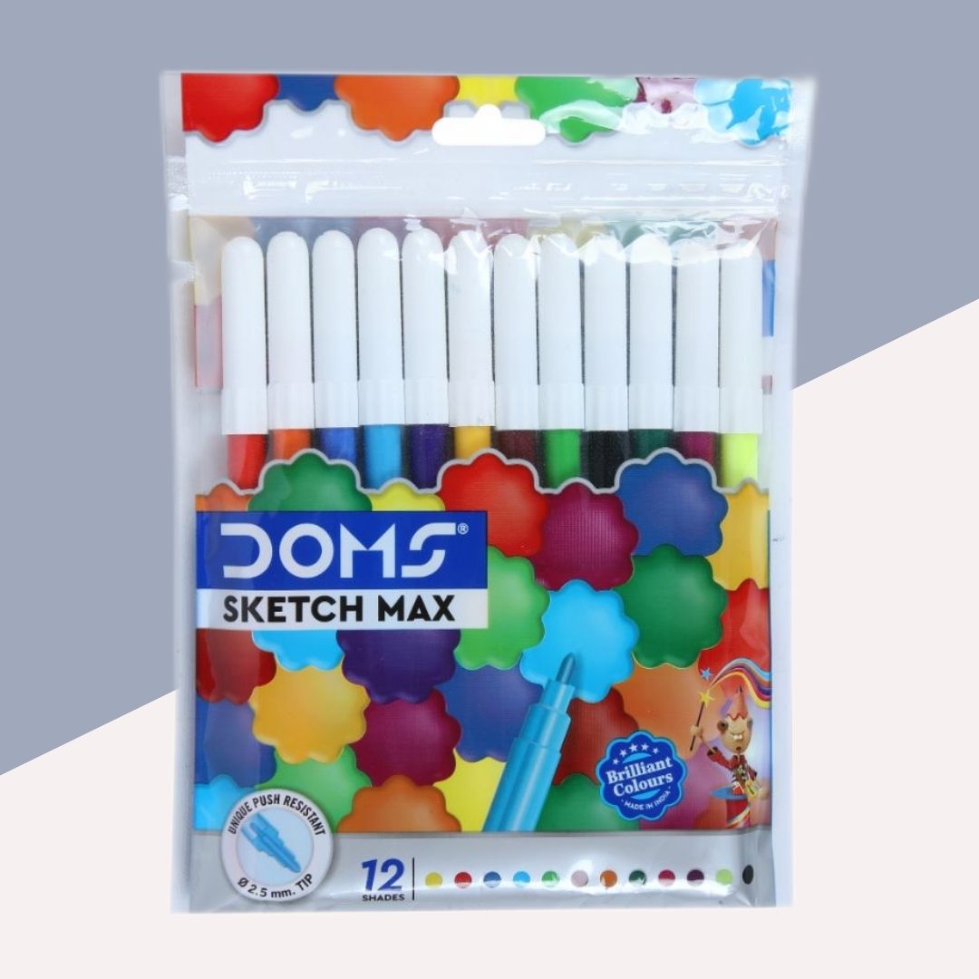 Doms Sketch Max Water Colour Pens: Vibrant Shades for Artistic Brilliance ( Pack Of 12 ) - Topperskit LLP