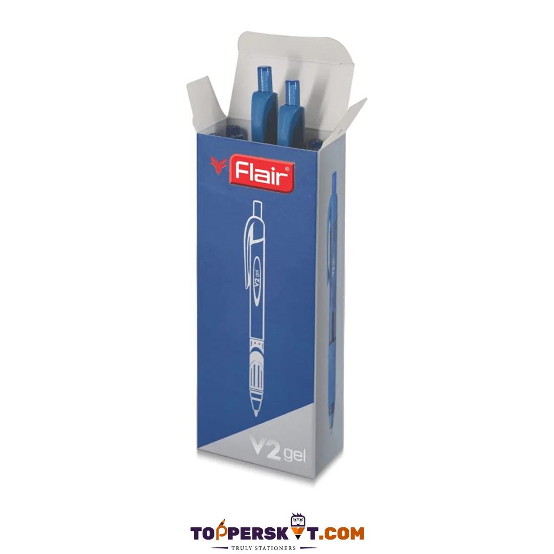 FLAIR V2 Retractable Gel Pen – Blue : The Ultimate Writing Experience Smooth, Smudge-Free, and Refillable ( Pack of 1 ) - Topperskit LLP