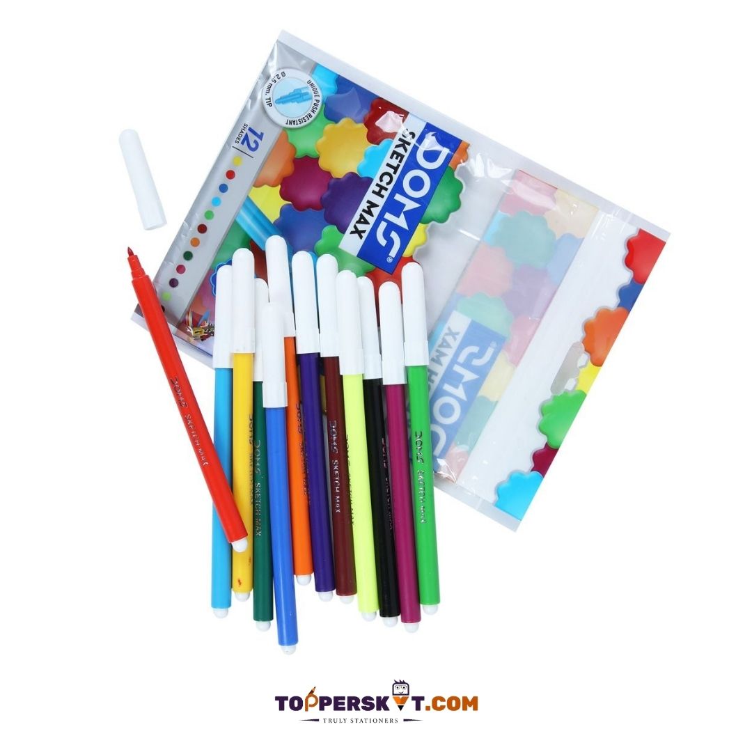 Doms Sketch Max Water Colour Pens: Vibrant Shades for Artistic Brilliance ( Pack Of 12 ) - Topperskit LLP