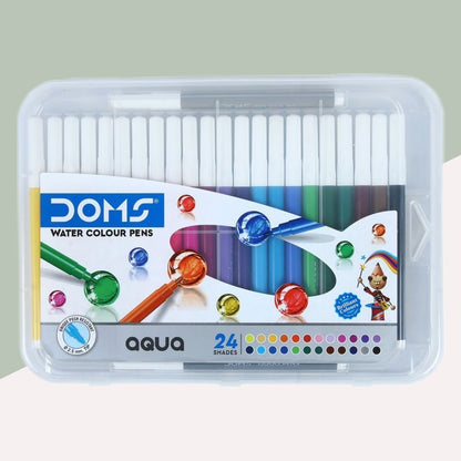 DOMS Aqua Watercolor Soft Tip Sketch Pens: Vibrant Shades for Creative Expression ( Pack Of 24 ) - Topperskit LLP